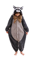 CuteOn Grey Raccoon Onesie Kids Animal Pajamas for Boys Girls Halloween Christmas Costume Height for 150cm
