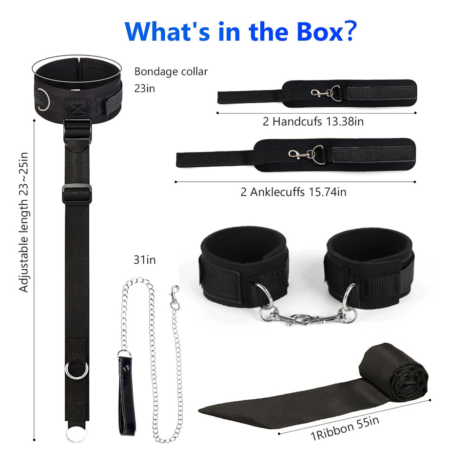 BDSM Bondage Toys Kit, Neck to Wrist Restraints Set, Bondage Gear & Accessories Adult Toys, Adjustable Neck to Wrist Bondage Res