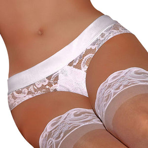 (D) Lace Tanga Satin Waist Whi O/S