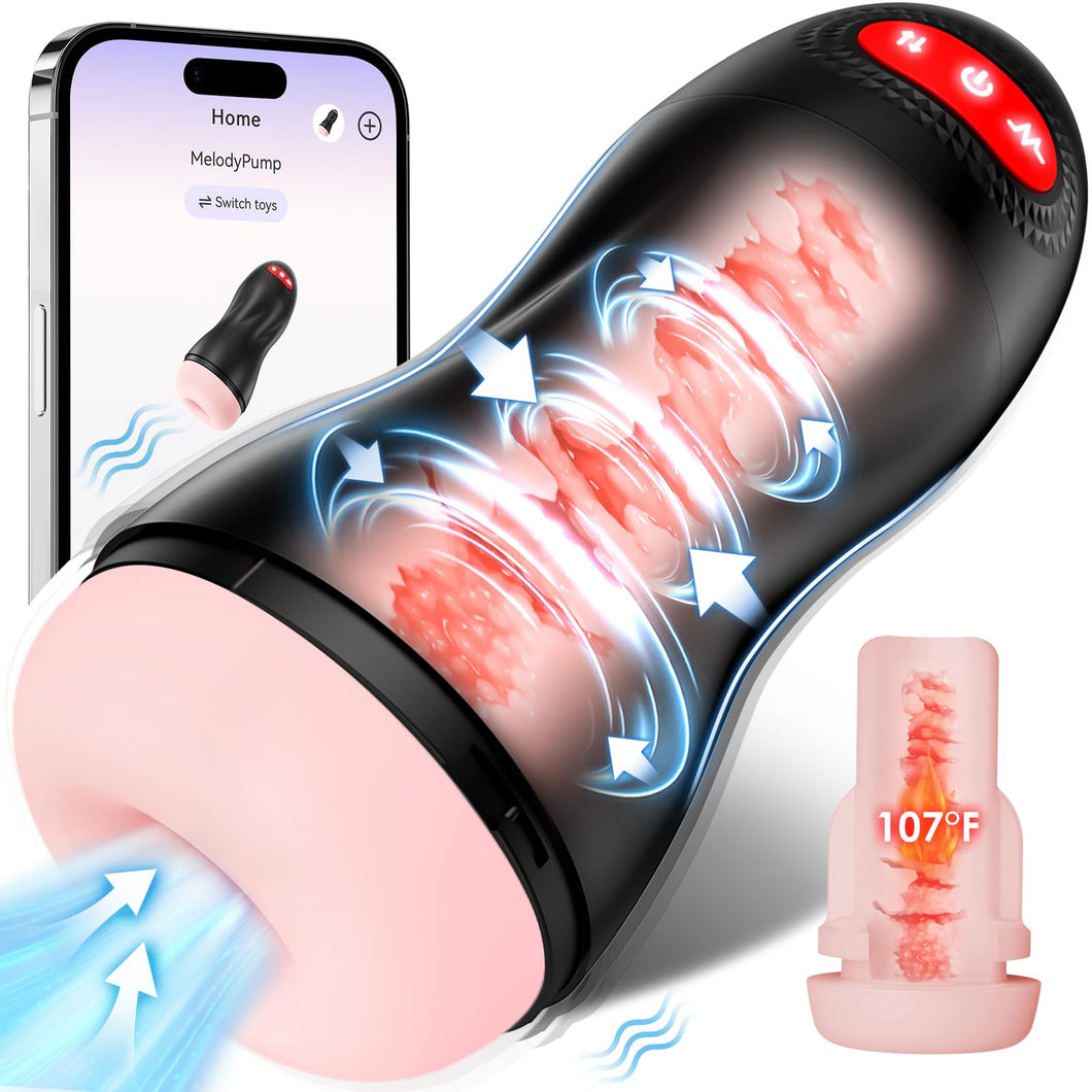 Automatic Male Masturbator, Sucking Male Masturbators Penis Pump with 9 Suction & 10 Vibrating & Heating Mens Male Sex Toys, Han