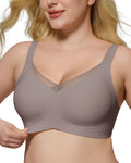 HORISUN Supportive Bra Comfortable Bras for Women No Underwire Seamless Bras for Women Plus Size Wireless V Neck No Wire Bra (Gr