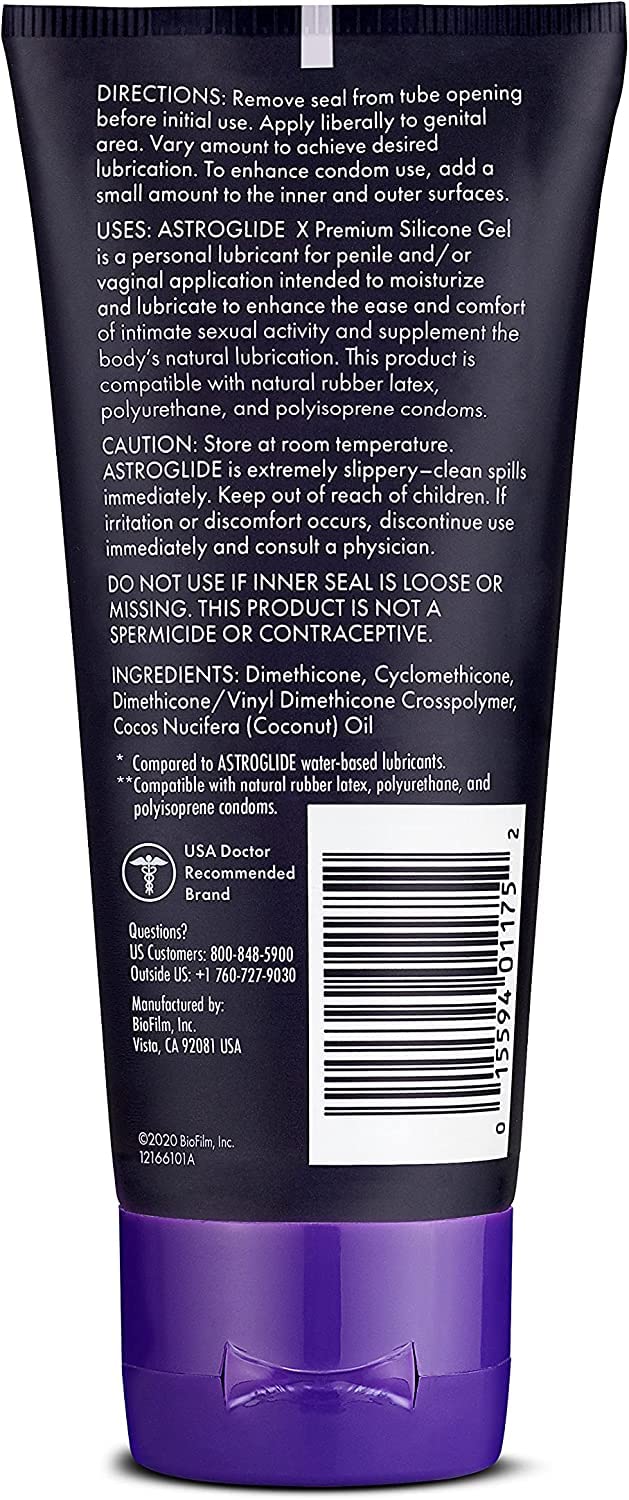 Astroglide X Silicone Based Sex Lube Gel (3 oz.) | Waterproof & Long-Lasting Personal Lubricant Gel | Condom Safe | Not Made wit
