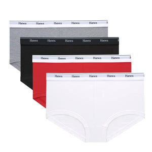 Hanes Womens Originals Boyshort Underwear, Breathable Stretch Cotton Boyshort Panties, 4-Pack