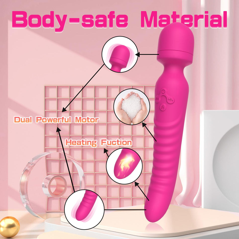 G Spot Vibrator Wand, Heating Function Sex Wand Massager for Clitoris, G-spot Stimulation, Waterproof Dildo Sex Toy with 7 Power