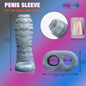 HanDuo 5.7'''' Dragon Penis Sleeve Girth Enhancer for Men, Reusable Silicon Dildo Sleeve,Cock Extender Sleeves Realistic, Penis