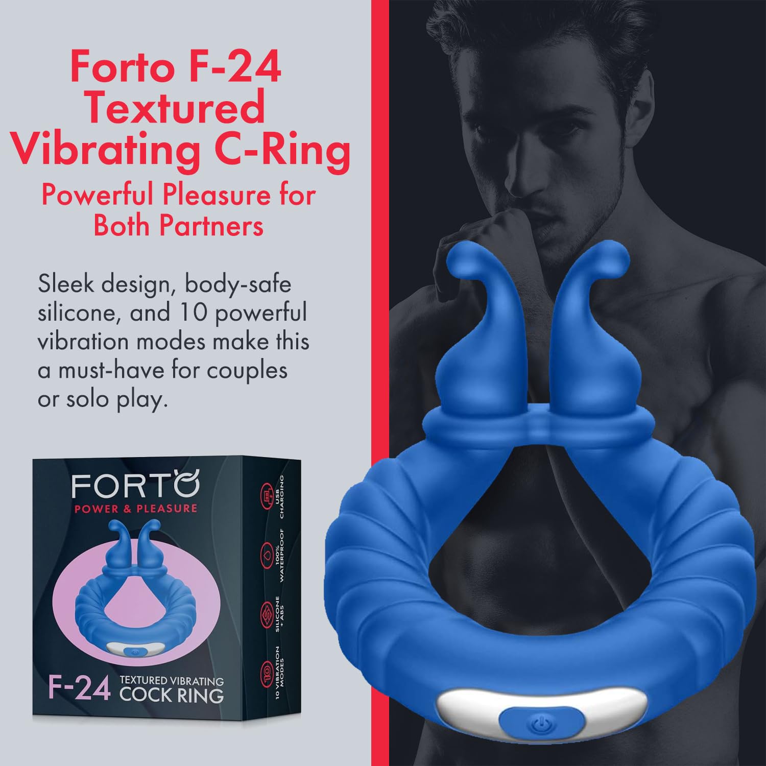 Forto F-24: Sili Textur Vib Cockring Bl
