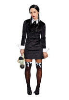 Dreamgirl Women'S Friday Velvet Dress Halloween Costume, Black/White, Medium