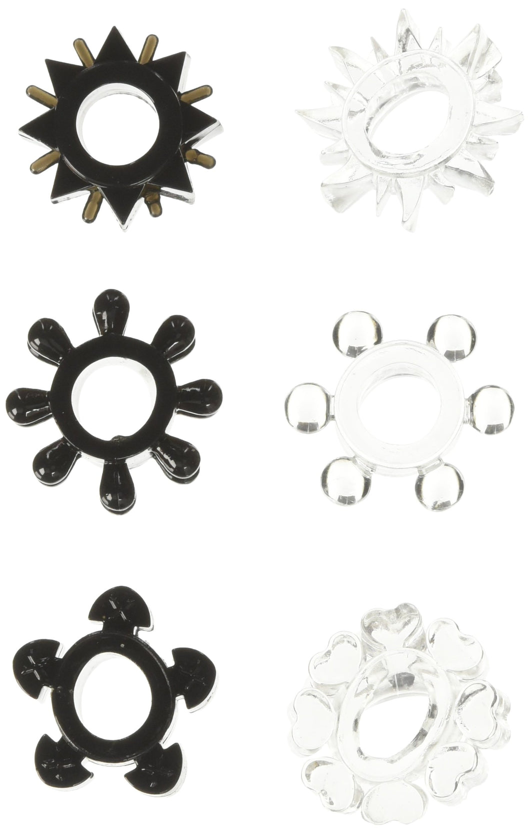 Hott Products Unlimited 40964: Hung Pleasure Stars Black/Clear (6Pk)