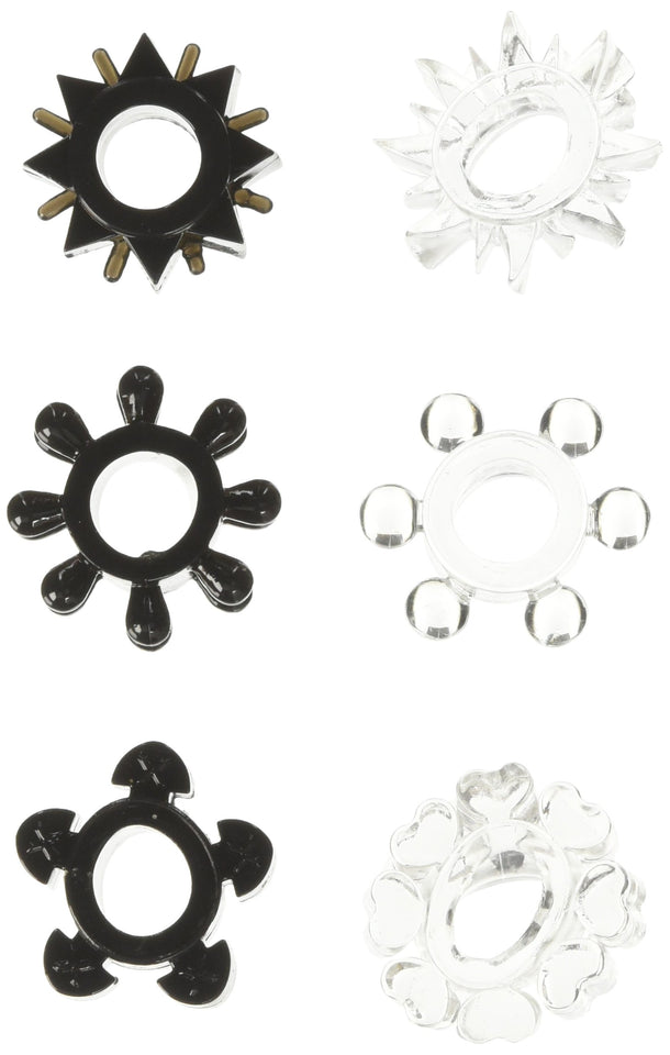 Hung Pleasure Stars Black/Clear (6Pk)