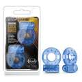 Blush Stay Hard - Male Enhancing Vibrating Stretchy Cock Rings - Disposable - 2 Pack - Blue