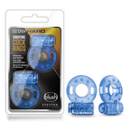 Blush Stay Hard - Male Enhancing Vibrating Stretchy Cock Rings - Disposable - 2 Pack - Blue