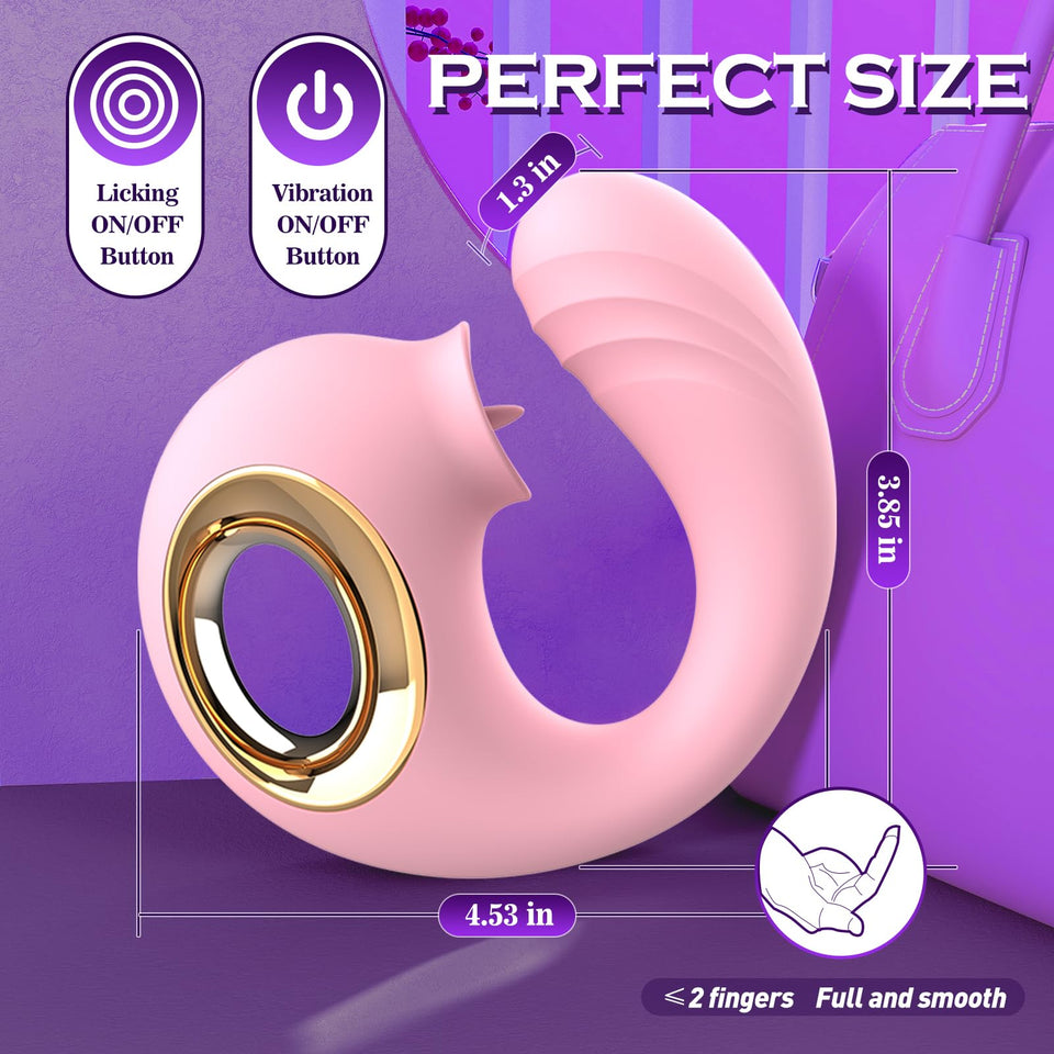 Rose Sex Toys Adult Toys for Women, G Spot Vibrator for Double Stimulation with 12 Vibrating & Tongue Licking Modes, Anal Dildos