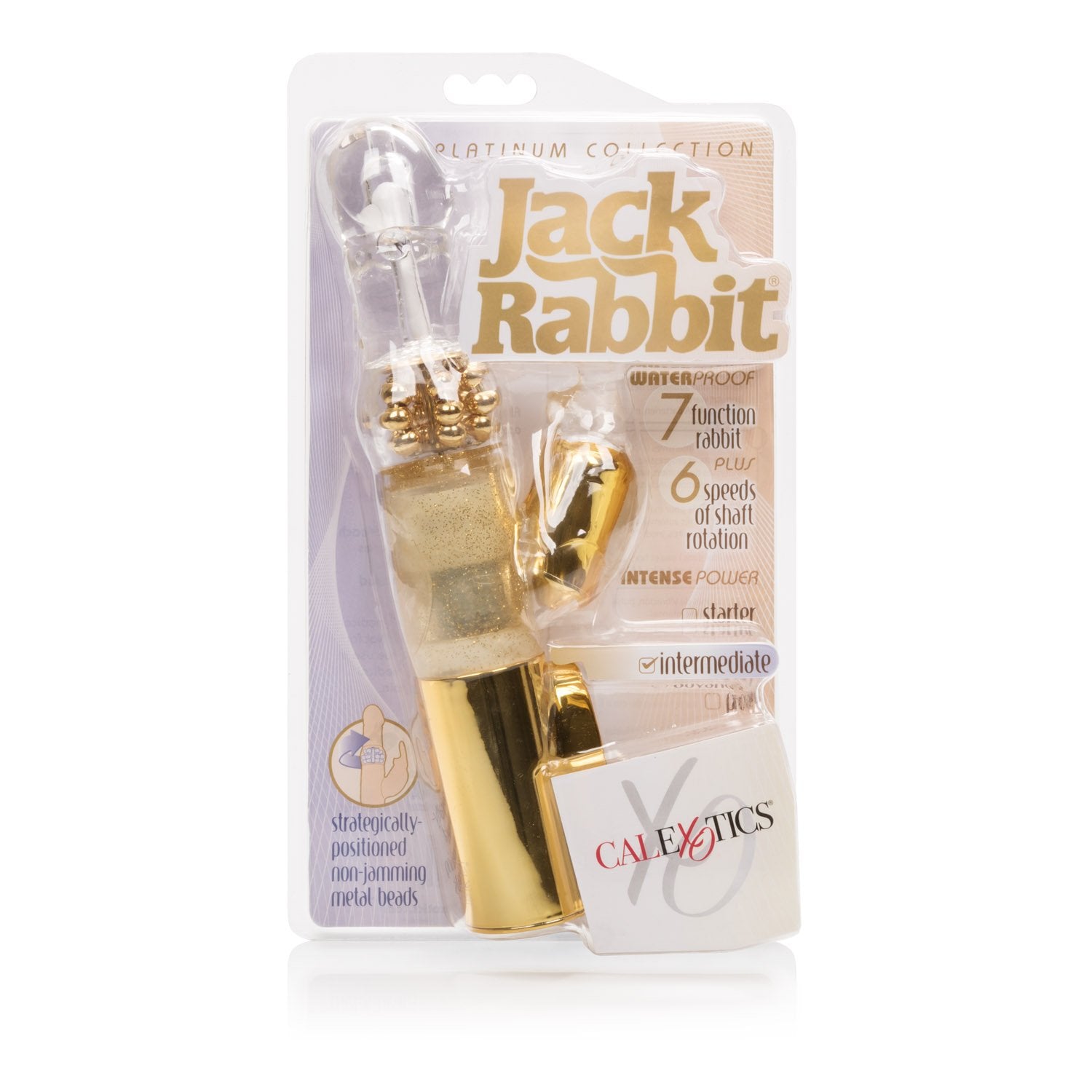 Calexotics 7-Function Platinum Jack Rabbit Vibrator With Rotation - Waterproof Vibe Sex Toys For Couples - Adult Hands Free G Spot Massager - Gold