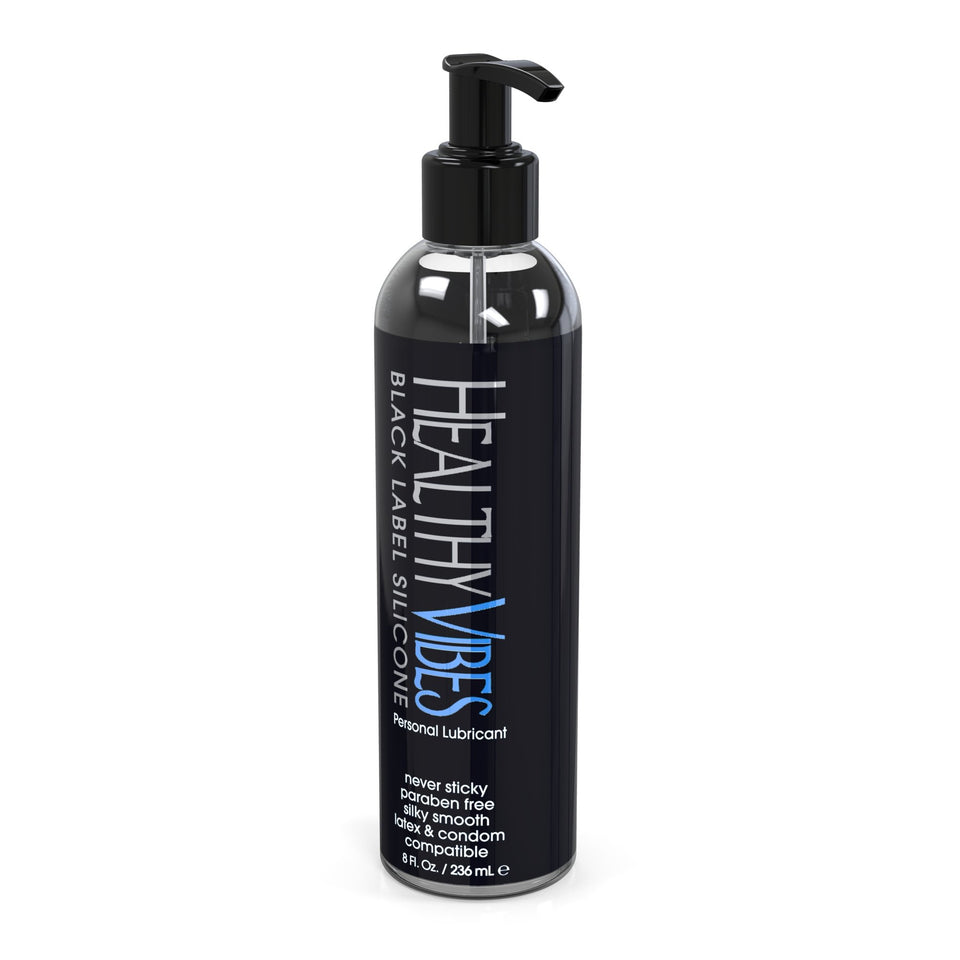 Premium Silicone Sex Lubricant By Healthy Vibes, 8 Oz Longest Lasting Personal Lube [Sensitive Skin On Women, Men, And Couples] Intimate Black Label | Paraben & Glycerin Free
