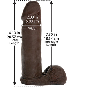 Doc Johnson Vac-U-Lock - The Realistic Cock - ULTRASKYN - 8 Inch - F-Machine and Vac-U-Lock Harness Compatible Dildo - Chocolate