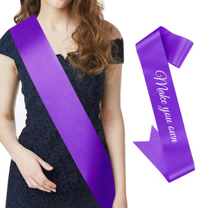 CIEHER Purple Sash Blank Satin Sash Bride Sash Custom Sash Prom Court Sash Mommy to Be Sash Birthday Sash Bride to Be Sash Bache