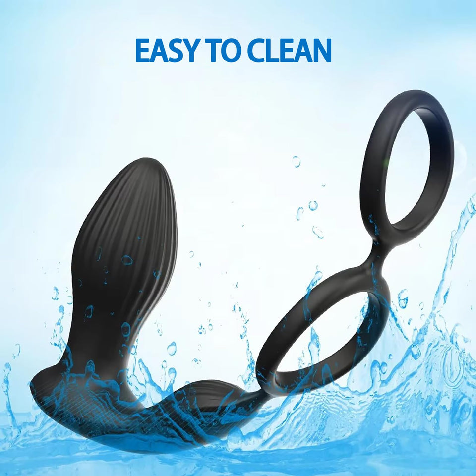 XYVYNZ Vibrating Butt Plug Cock Ring Prostate Massager Anal Vibrator with Remote Control Male Sex Toy for Men with 10 Vibration