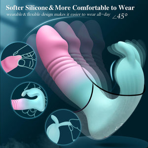 diafabsvg Wearable Vibrator for Womens Sex Toys - 3IN1 Double-Ended Dildos App Remote Vibrators with 9 Vibrating Bunny & 9 Thrus