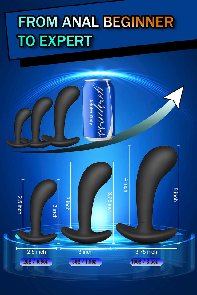 Butt Plug Trainer Kit for Comfortable Long-Term Wear, Pack of 3 Silicone Anal Plugs Training Set with Flared Base Prostate Sex T