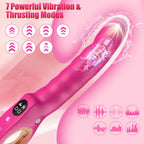 Thrusting Dildo Vibrator Sex Toys, G Spot Clitoral Vibrators Hollow Handle with Powerful 7 Thrusting & 7 Vibrating Modes, Anal D