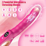 Thrusting Dildo Vibrator Sex Toys, G Spot Clitoral Vibrators Hollow Handle with Powerful 7 Thrusting & 7 Vibrating Modes, Anal D