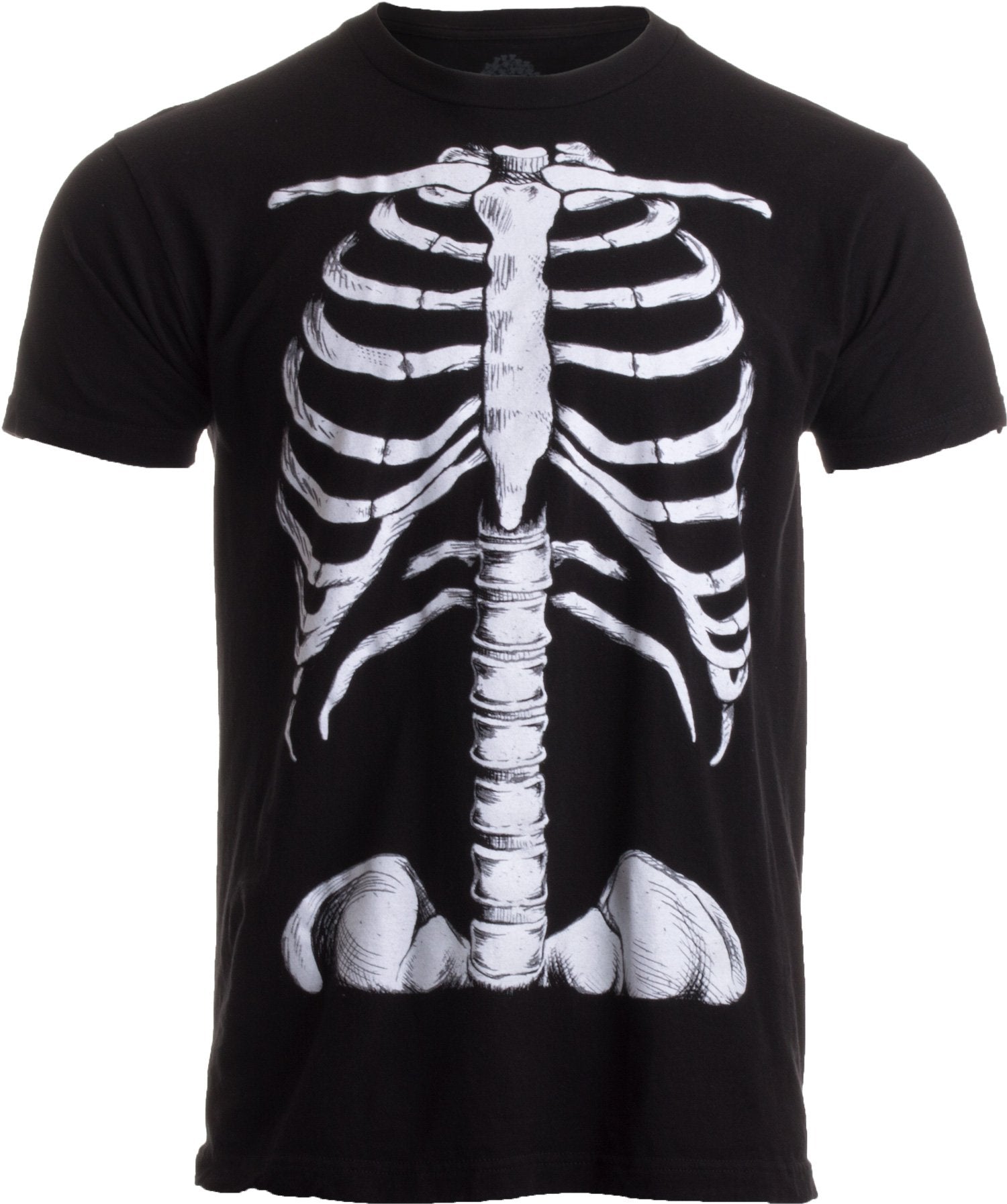 Ann Arbor T-shirt Co. Skeleton Rib Cage, Jumbo Print Novelty Halloween Costume Unisex T-Shirt - Medium - Black