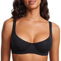 DOBREVA Womens Unlined Balconette Bra Underwire Supportive Plus Size Smooth Scoop Neck Black - Unlined 36D
