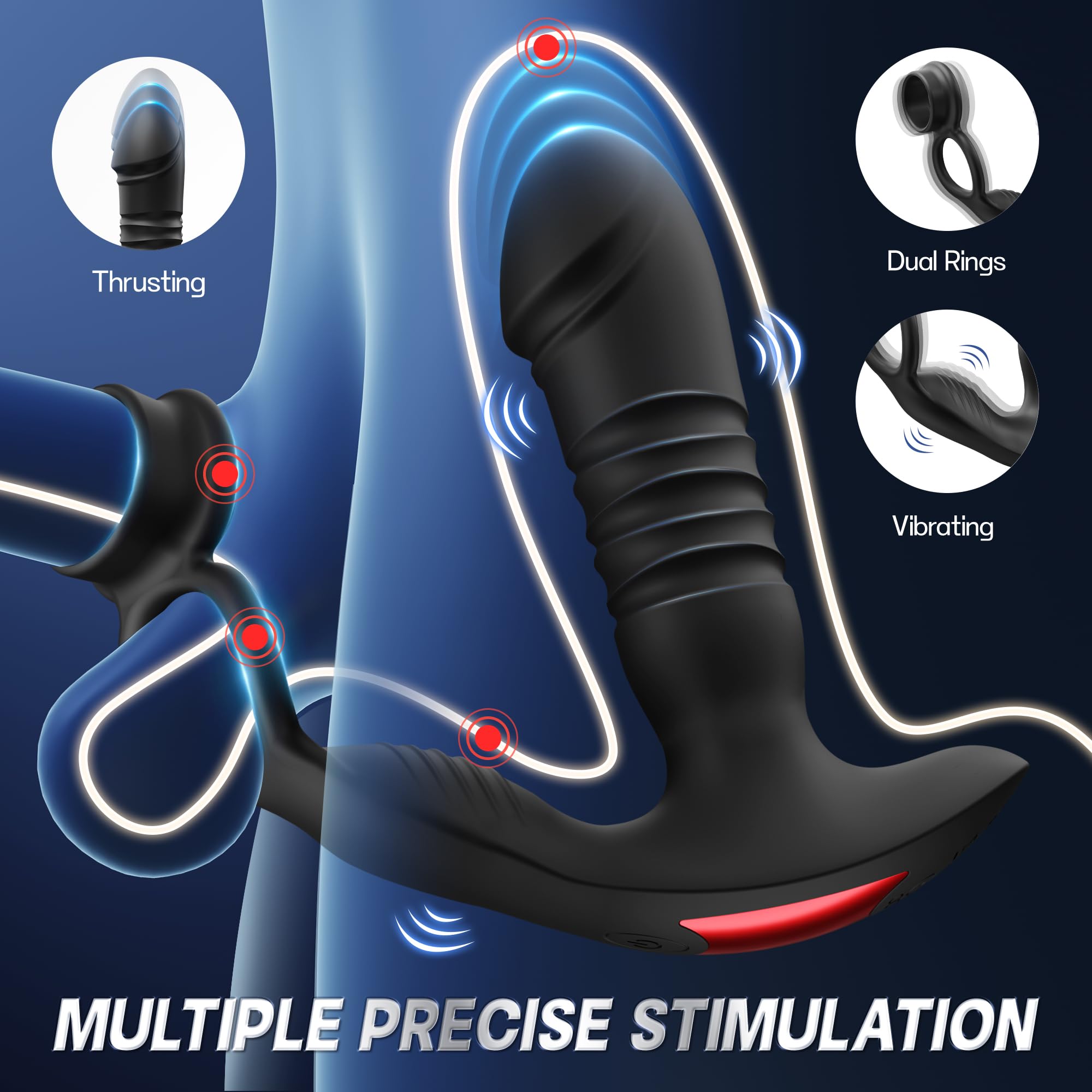 Lotene Prostate Massager Male Sex Toys for Men - 3IN1 Male Sex Toy with Dual Cock Ring, App & Remote Control Prostate Vibrator T