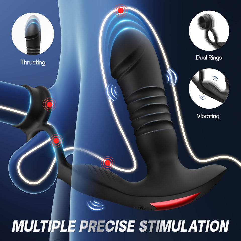 Lotene Prostate Massager Male Sex Toys for Men - 3IN1 Male Sex Toy with Dual Cock Ring, App & Remote Control Prostate Vibrator T