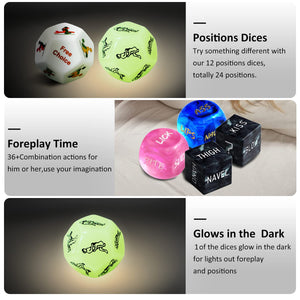 Prosixtoy 6 Sex Dice Game with Sex Positions - Sex Game Adult Toys Sex Party Dices-Glow in The Dark Bedroom Game, Naughty Sex Di