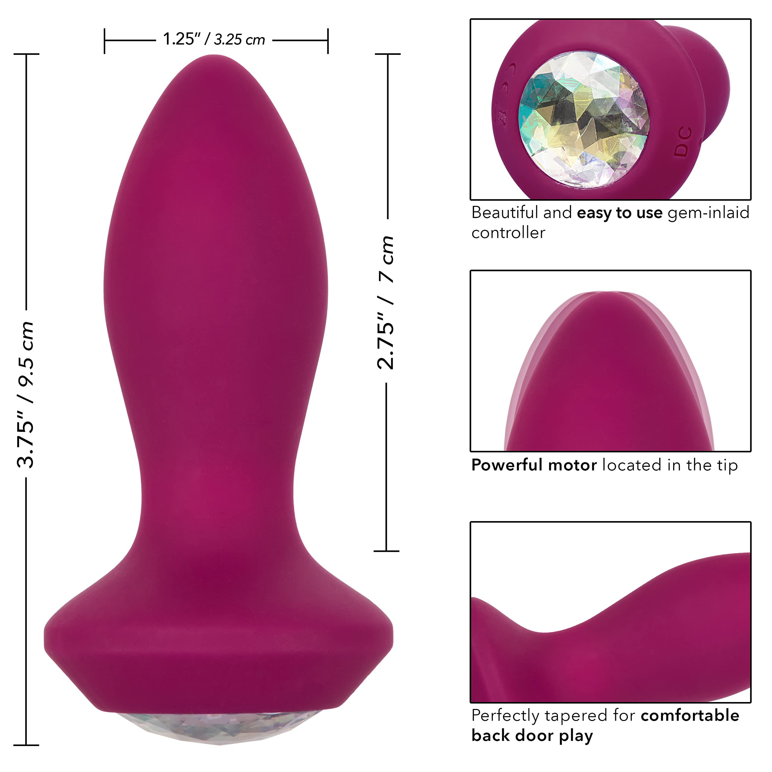Calexotics Se-0385-07-3 Power Gem Vibrating Petite Crystal Probe - Purple