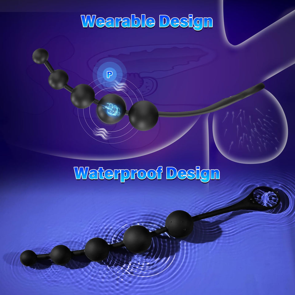 Anal Beads Vibrator Sex Toys - 14.5 Inch App Remote Control Butt Plug G-spot Vaginal Prostate Massager with 9 Vibrating Modes, W