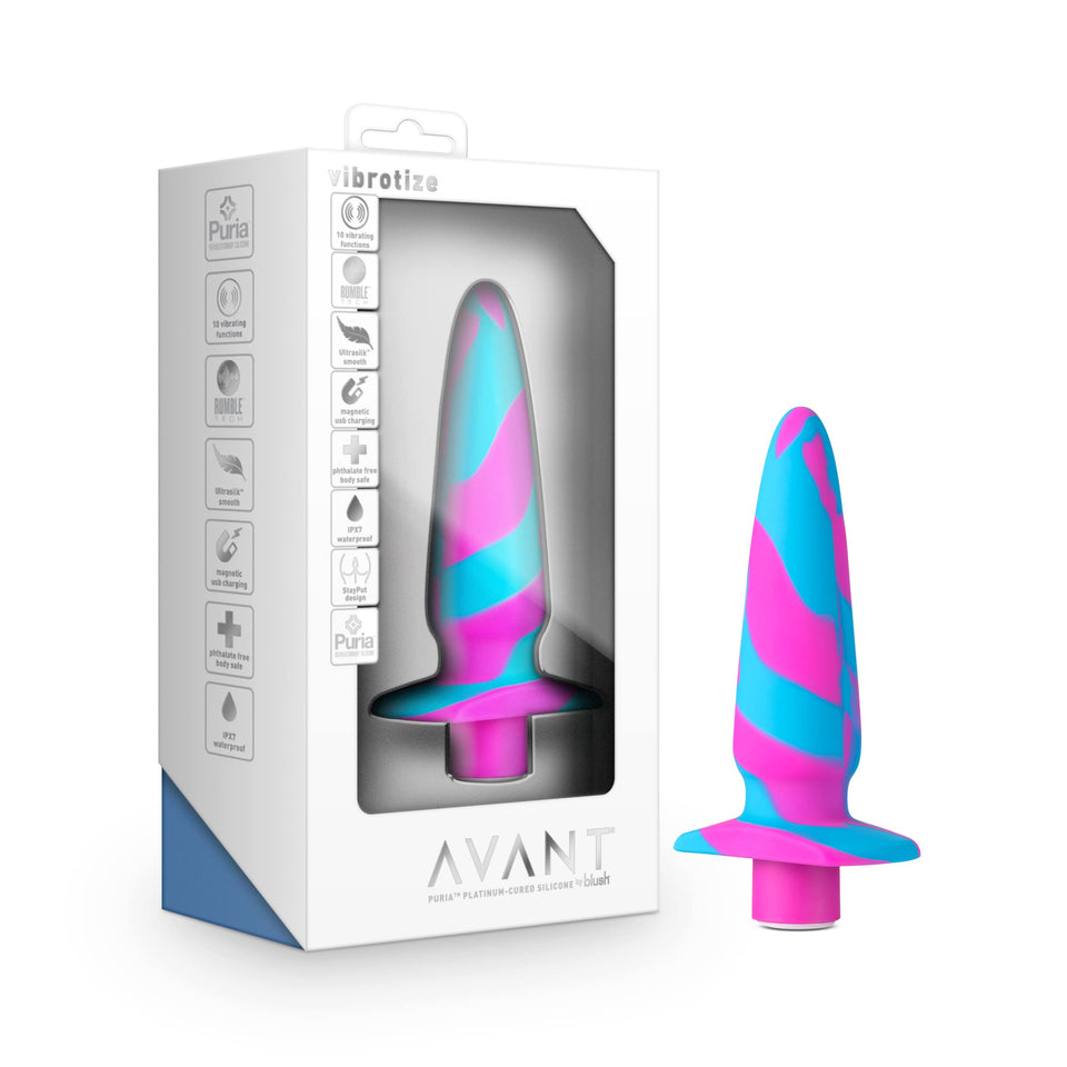 Blush Avant Vibrotize Anal Plug  Rumble Tech Deep Powerful Vibrations 5 Speeds 5 Patterns  Magnetic USB Rechargeable  Flat Ba