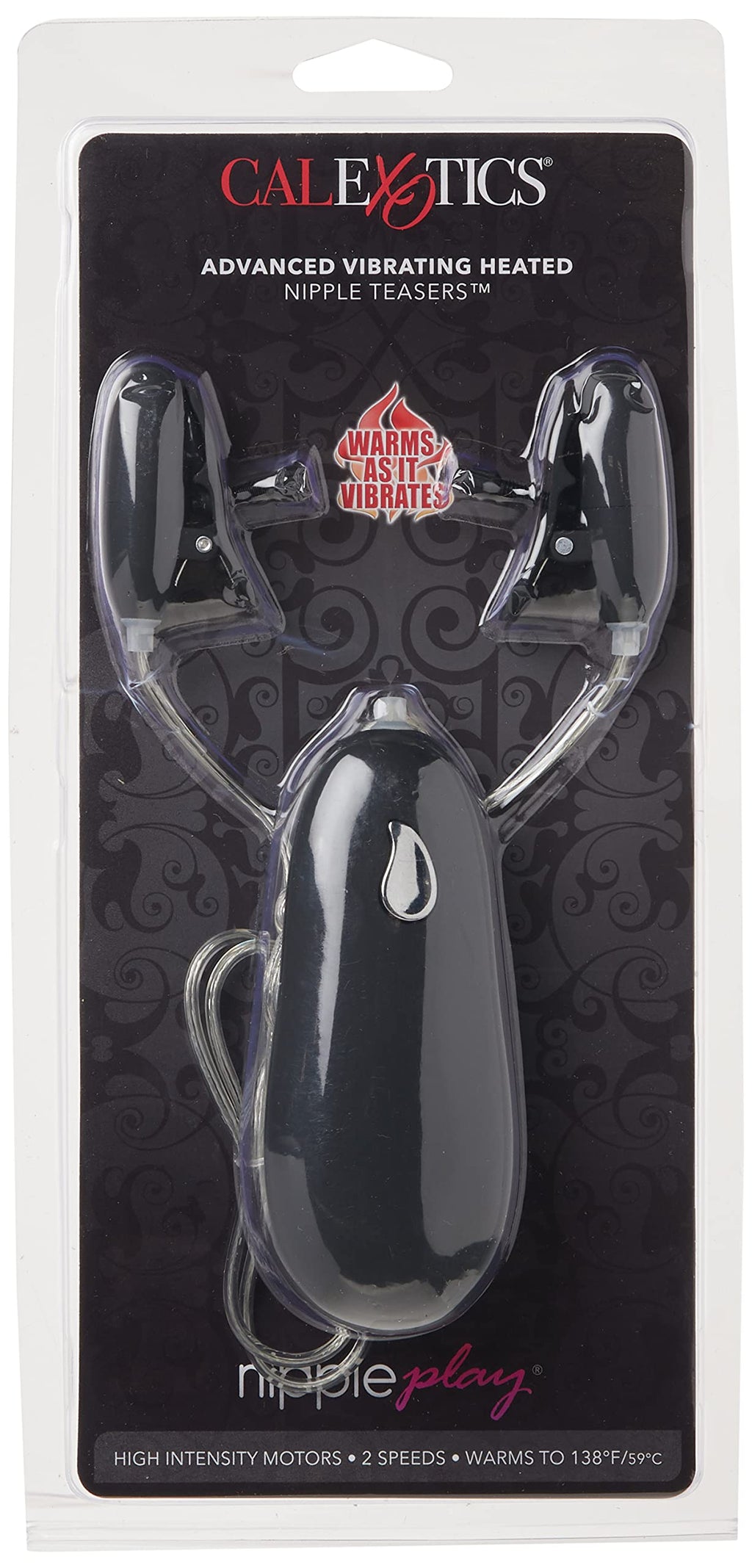 California Exotic Novelties Nipple Play Advanced Vibrating Heated Nipple Teasers, Black