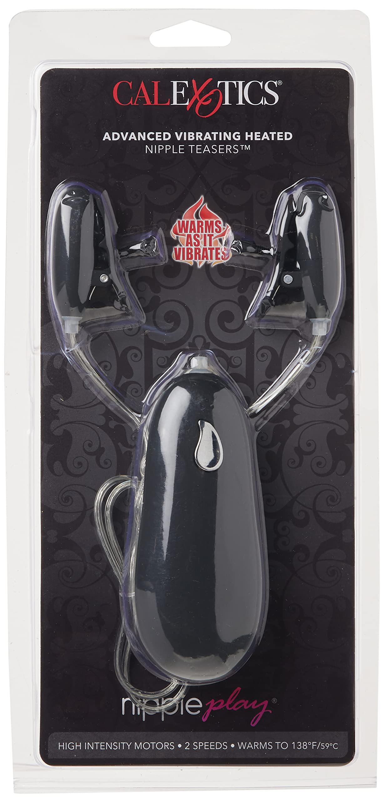 California Exotic Novelties Nipple Play Advanced Vibrating Heated Nipple Teasers, Black