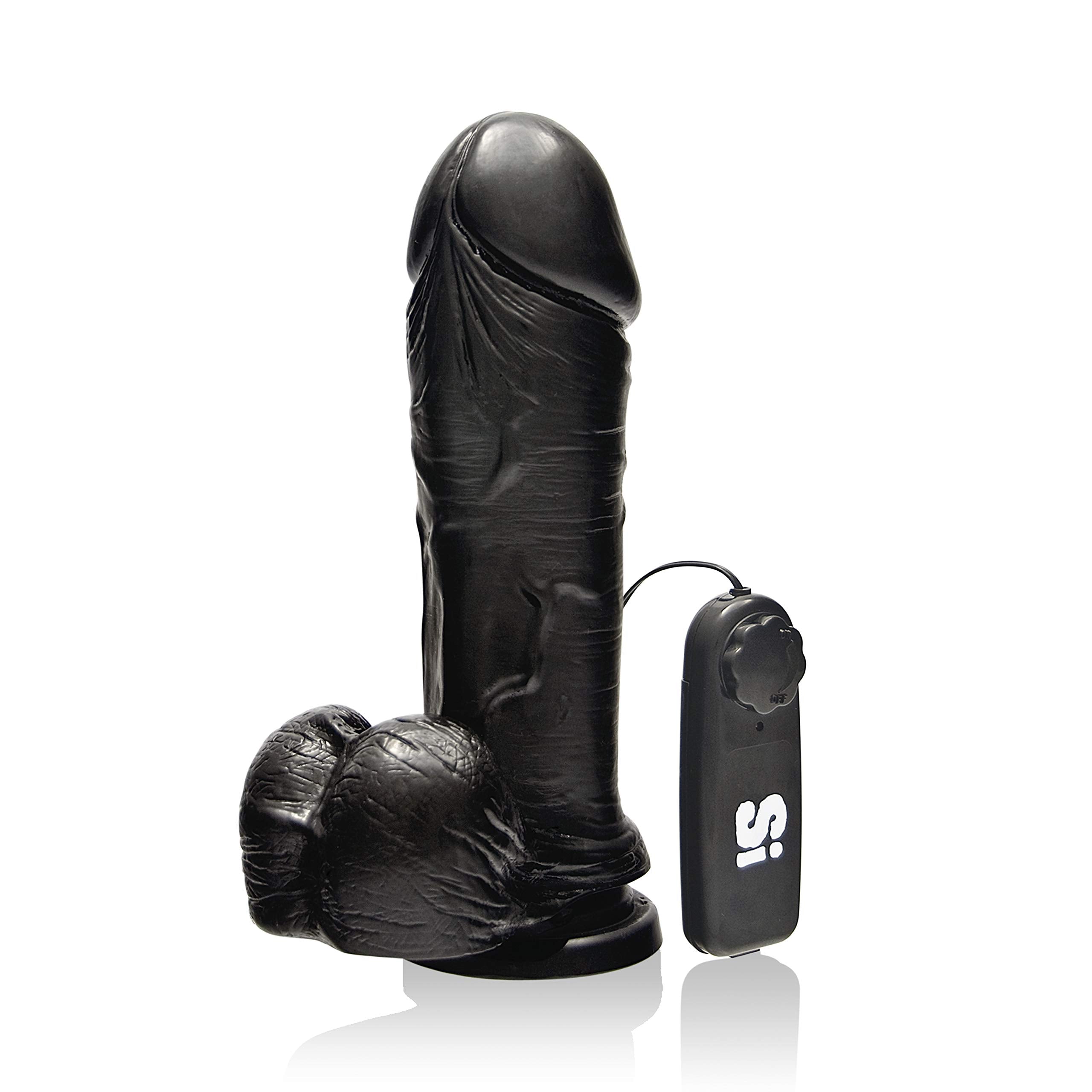Si Novelties Thick Cock With Balls  Egg And Suction  Black  8 Inch  2688 Ounce