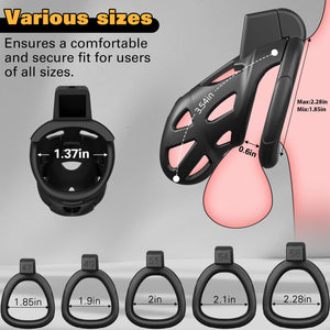 Male Chastity Cage, Large Chastity Device with 5 Sizes Rings and Invisible Lock for Man Penis Exercise Bondage Gear & Accessorie
