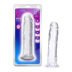 Blush Novelties B Yours Plus Thrill n Drill - Realistic 9.5 Inch Crystal Clear Soft Dildo - Powerful Suction Cup Base for Hands 