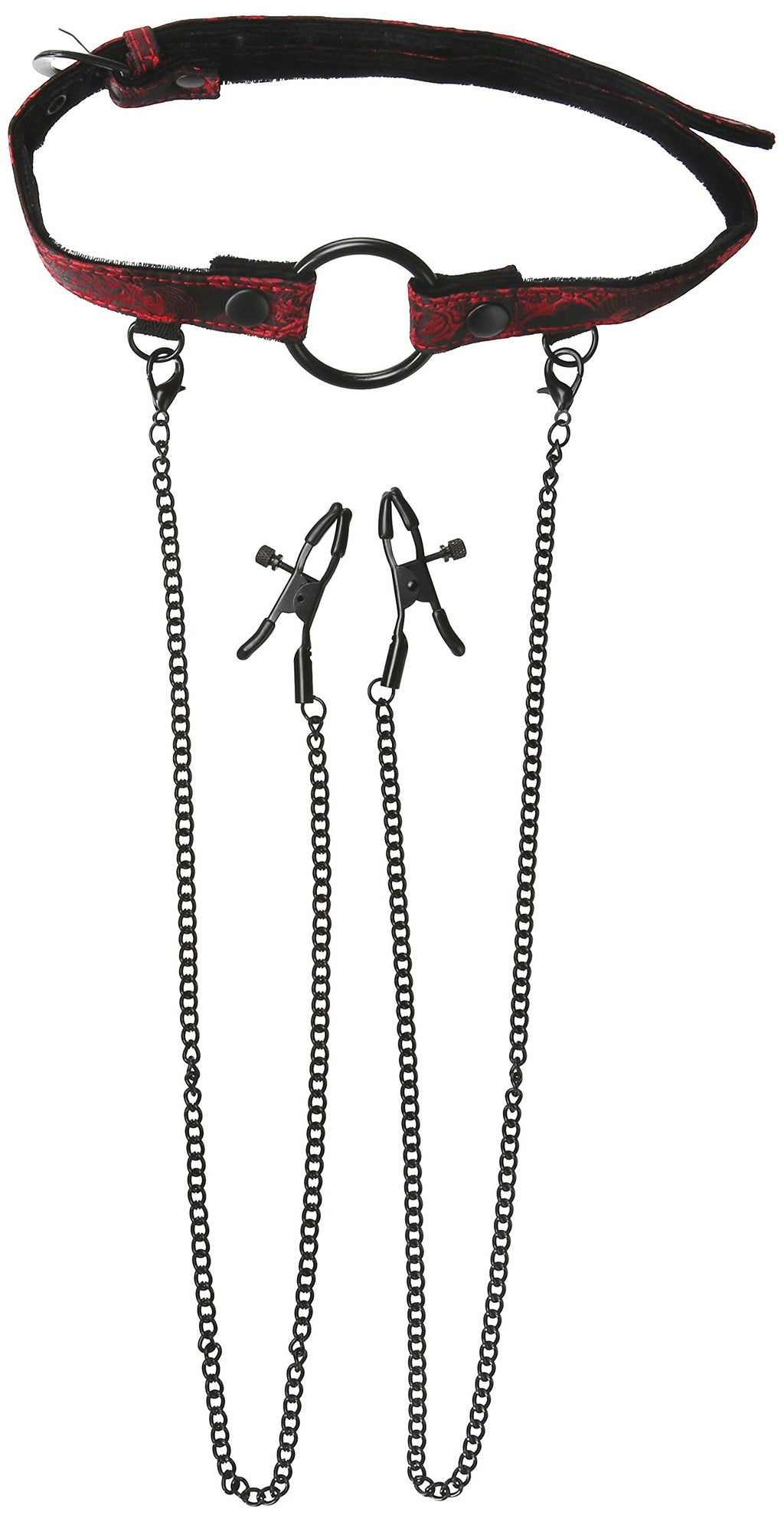 Calexotics Scandal Open Mouth Gag With Nipple Clamps - Bdsm Fetish Play Toy For Couples - Sexy Sm Bondage Restraint Lingerie - B