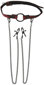 Calexotics Scandal Open Mouth Gag With Nipple Clamps - Bdsm Fetish Play Toy For Couples - Sexy Sm Bondage Restraint Lingerie - B