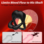 Vibrating Cock Ring with Sexy Lip Clitoris Stimulator, Stretchy Penis Ring Sex Toys for Men Erection Couples Kinky Pleasure Vibr