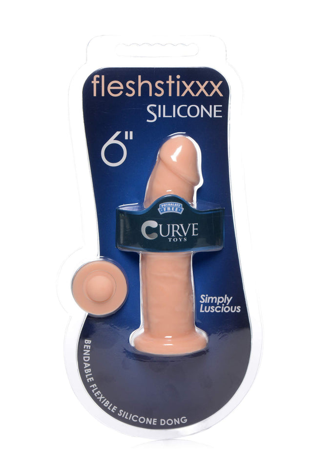 6 Inch Fleshstixxx Silicone Dildo W/O Balls - Vanilla