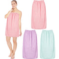 Cuffbow 3 Pcs Towel Wrap for Women Spa Body Robe Full Length Female Bath Shower with Adjustable Closure Elastic Top Plush(L,Ligh
