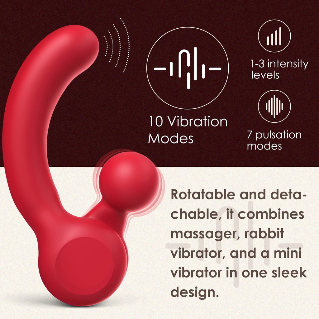 Rotatable Vibrator Sex Toys - Detachable Mini Vibrator with 10 Vibrating Modes 3 in 1 Adult Toys G Spot Dildo Clitoral Stimulato