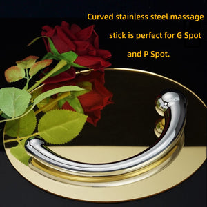 MEYILA Double-Ended Dildo, Massage Wand Sex Anal Plug G Spot Metal Anal Bead, Solid Metal Curved Dual Ended Masturbation Adult S