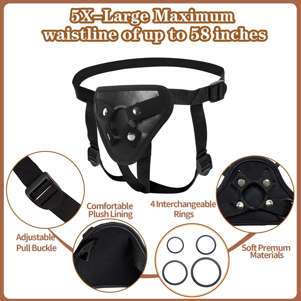 Adjustable Strap On Harness for Women and Men - Versatile Dildo Plus Size Strapon Harness for Couples, Lesbian, Gay, and Pegging