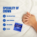 Crown Condoms - 50 Count - Lubricated Latex Condoms - Silkier, Thinner and Stronger (Pack of 50)