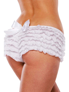 Coquette Women'S Ruffled Rhumba Booty Short, White, One Size/Xl