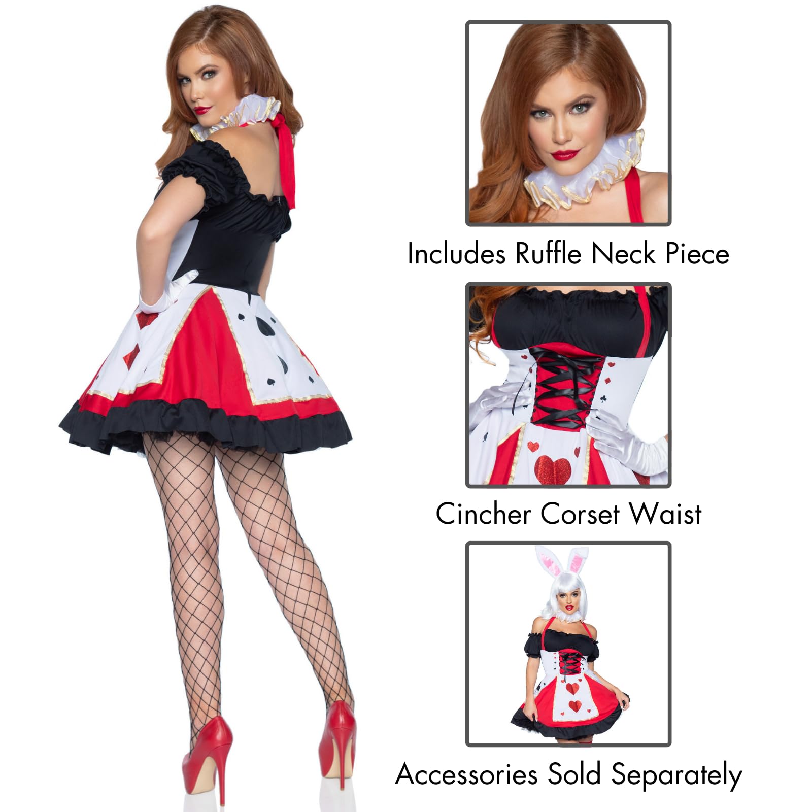 2Pc. Pretty Playing Card Costume  Includes Dress And Neck Piece Sml/Med Red/Black