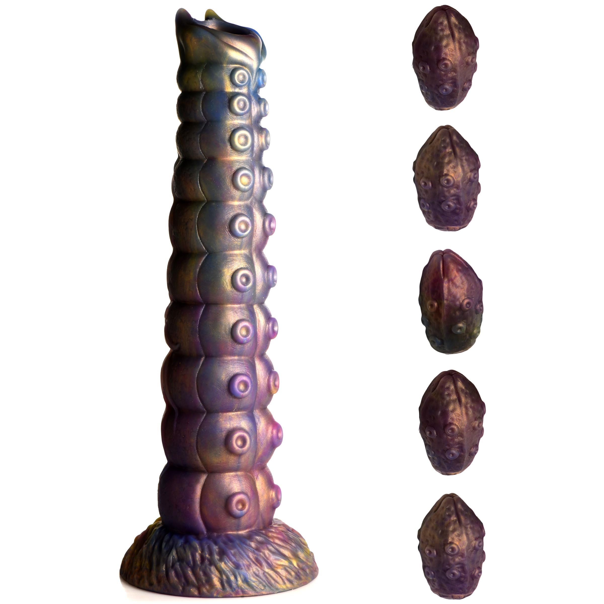Creature Cocks Deep Invader Tentacle Ovipositor Silicone Dildo W/ Eggs